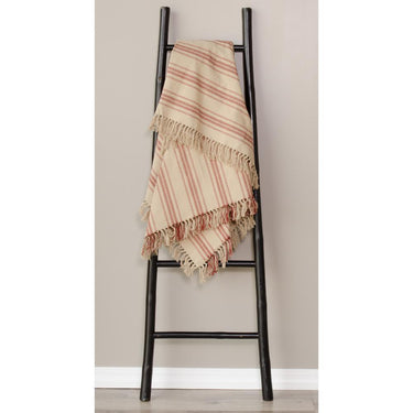 Oat Barn Red Grain Sack Stripe Afghan AF164017 - The Fox Decor
